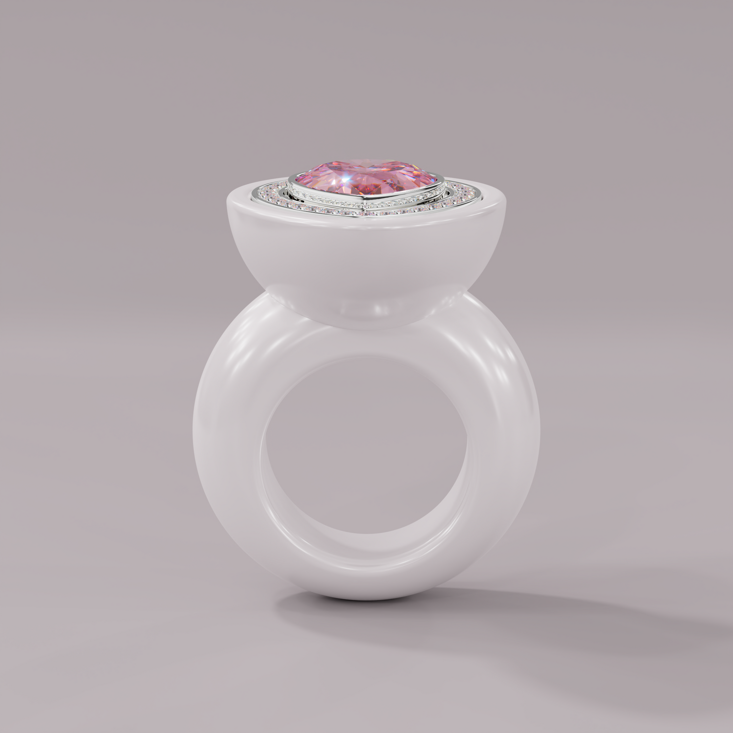 illusion White Diamond Bespoke Pear Cocktail Ring