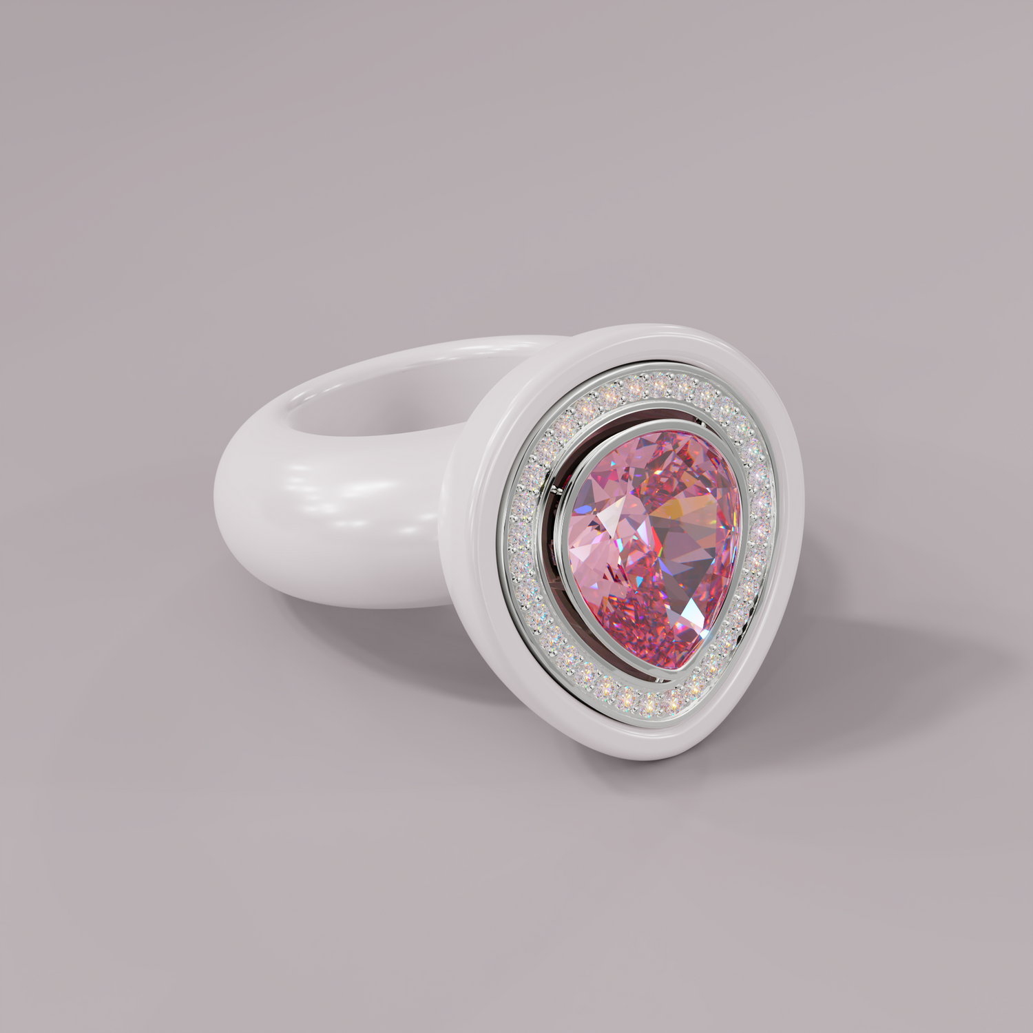 illusion White Diamond Bespoke Pear Cocktail Ring