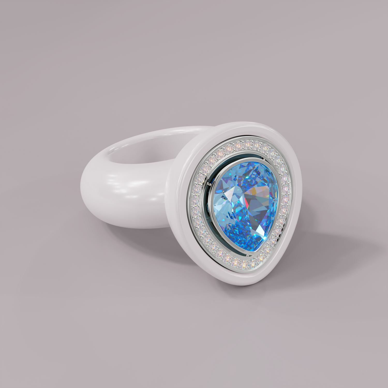 illusion White Diamond Bespoke Pear Cocktail Ring