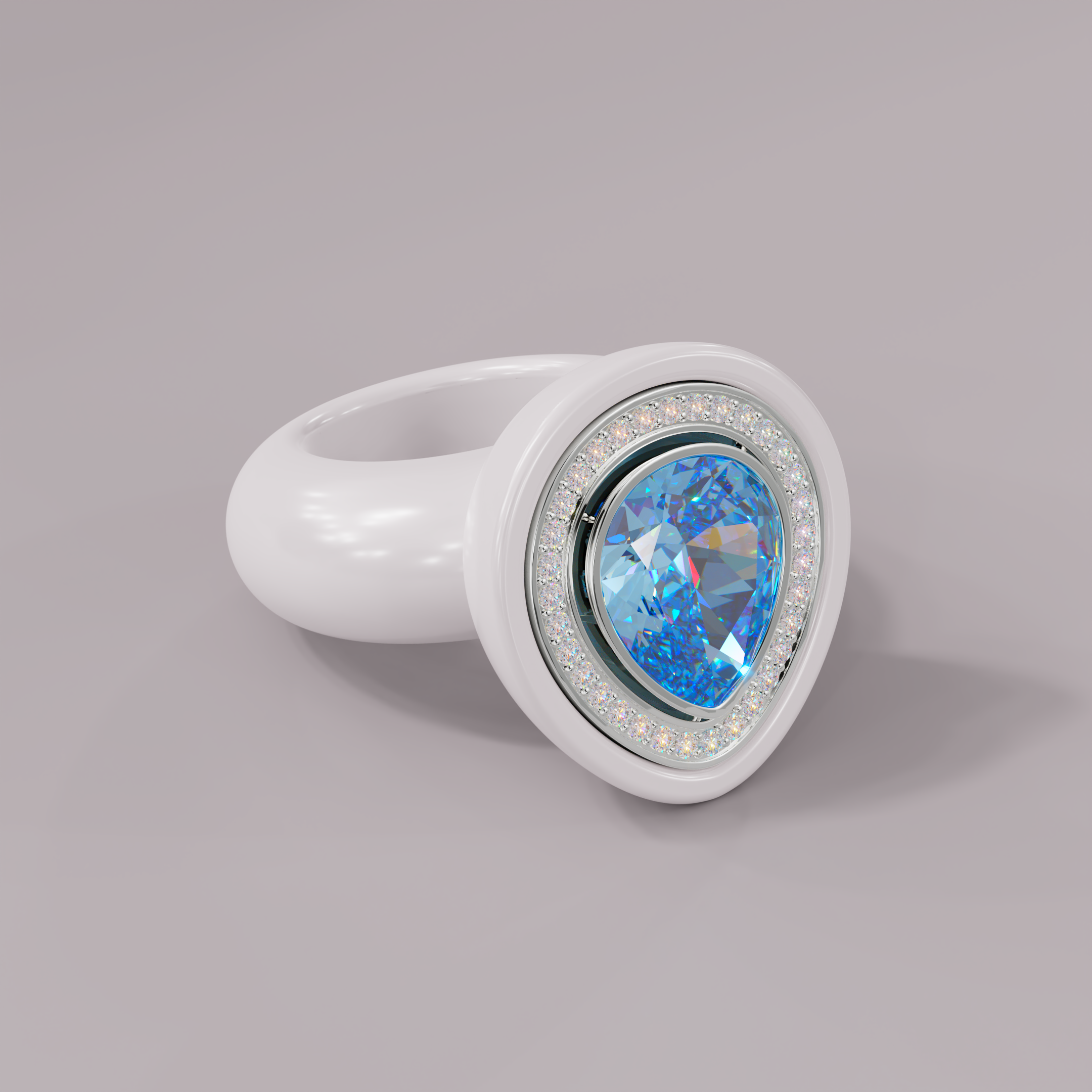 illusion White Diamond Bespoke Pear Cocktail Ring