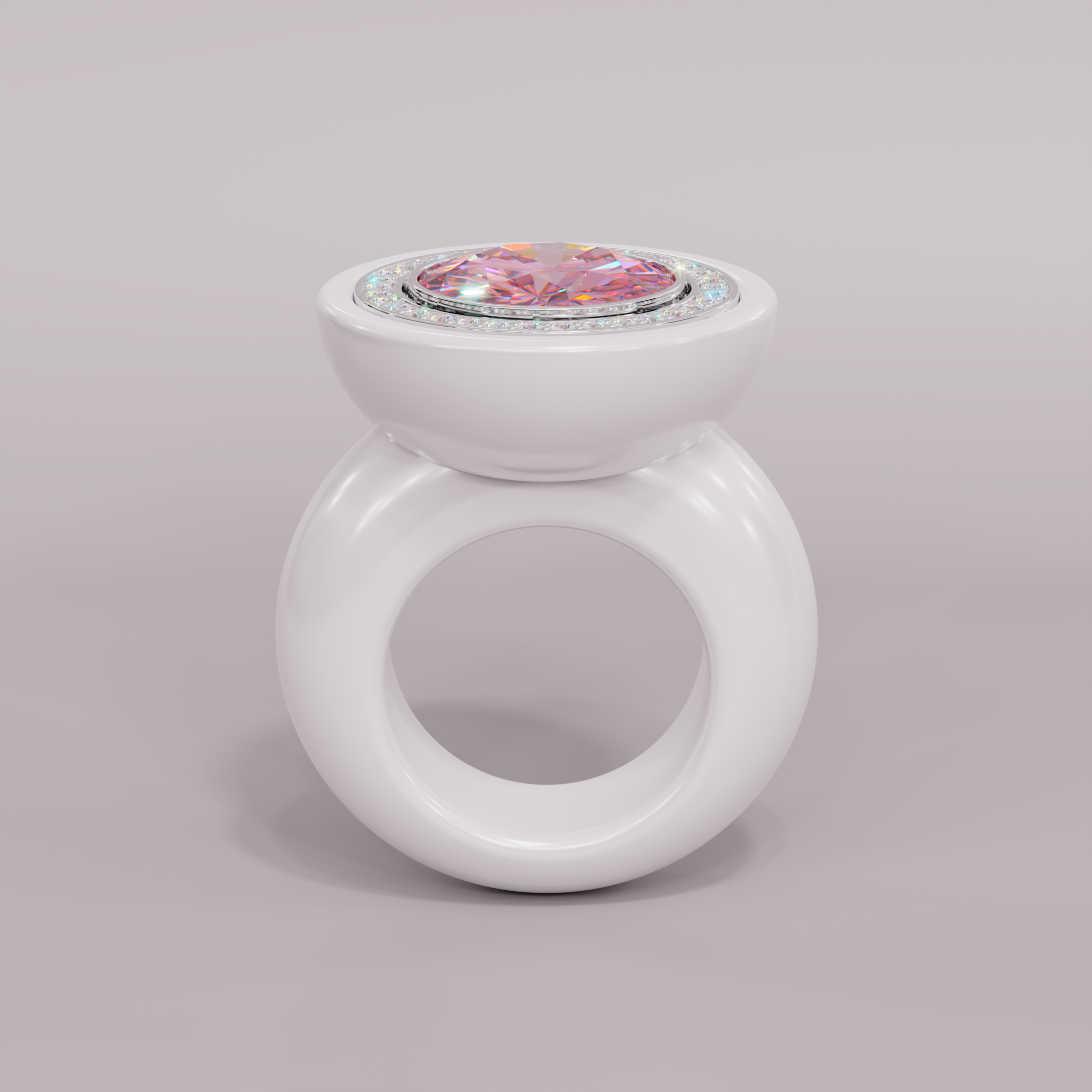 illusion White Diamond Bespoke Round Cocktail Ring