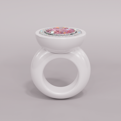 illusion White Diamond Bespoke Round Cocktail Ring