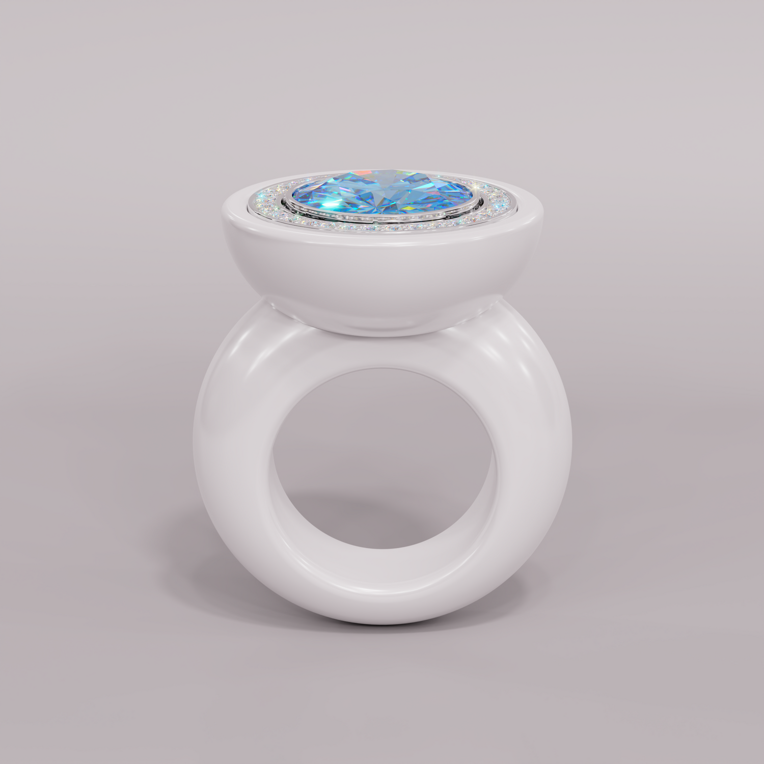 illusion White Diamond Bespoke Round Cocktail Ring