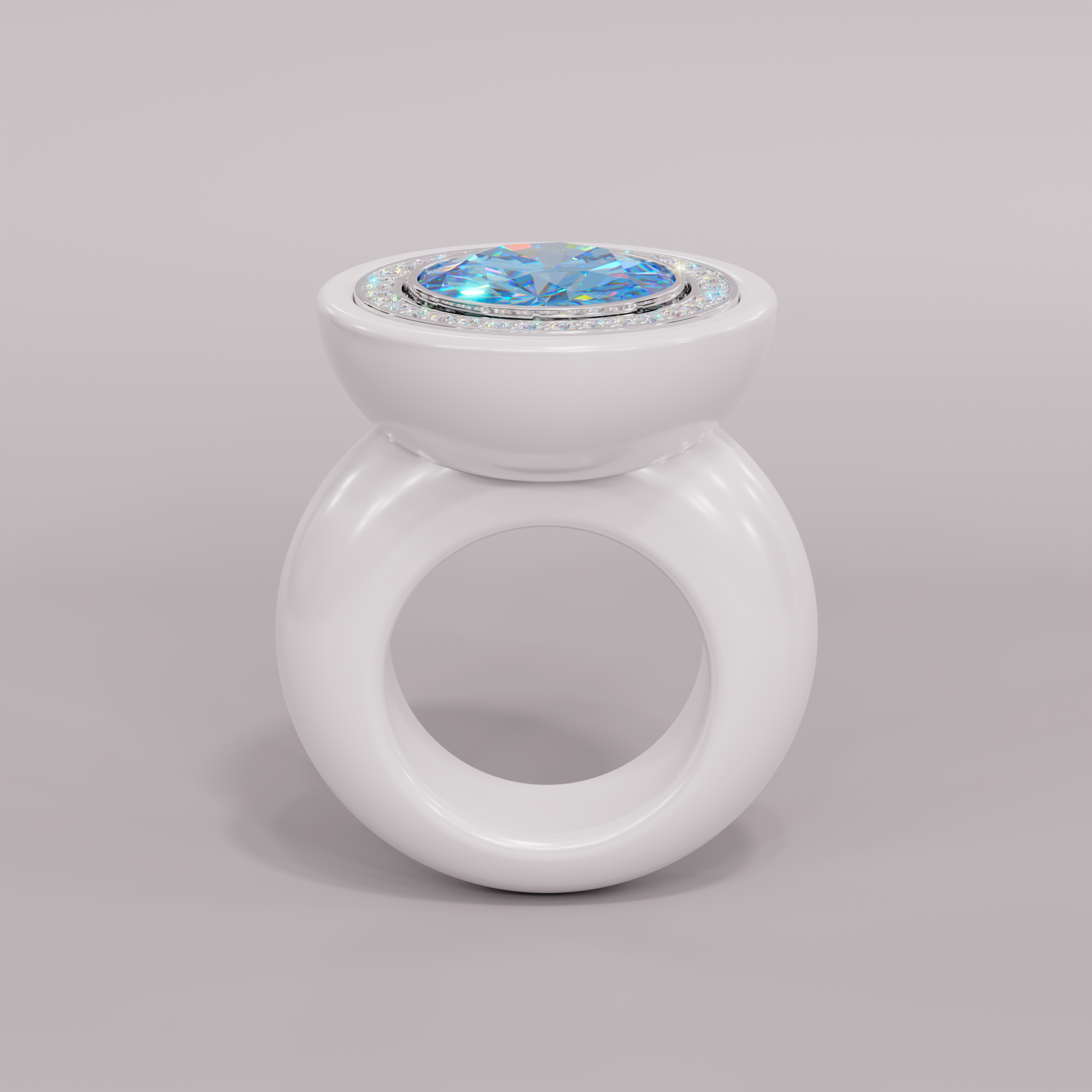 illusion White Diamond Bespoke Round Cocktail Ring