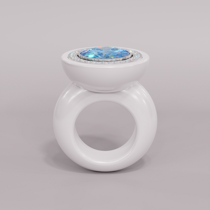 illusion White Diamond Bespoke Round Cocktail Ring
