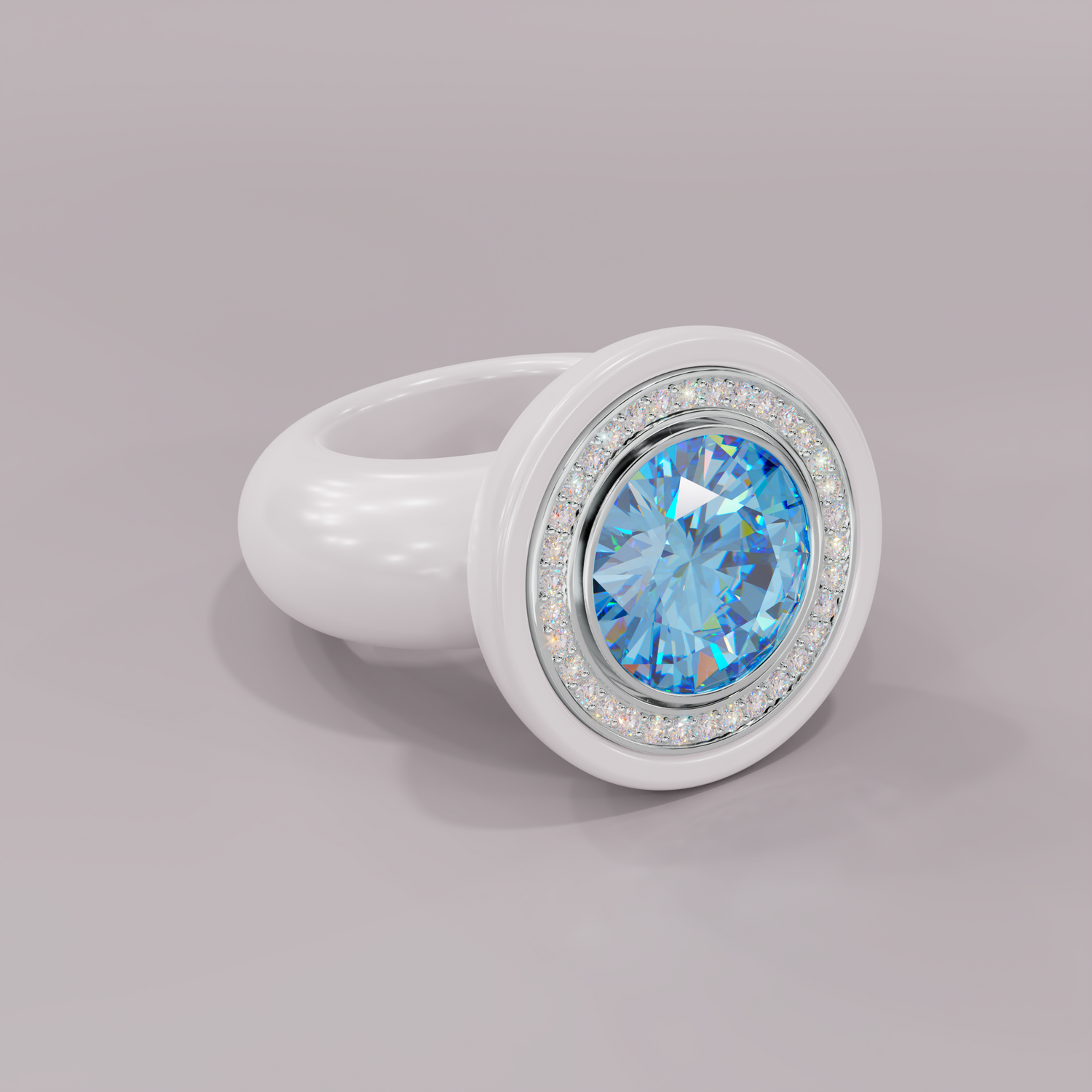illusion White Diamond Bespoke Round Cocktail Ring