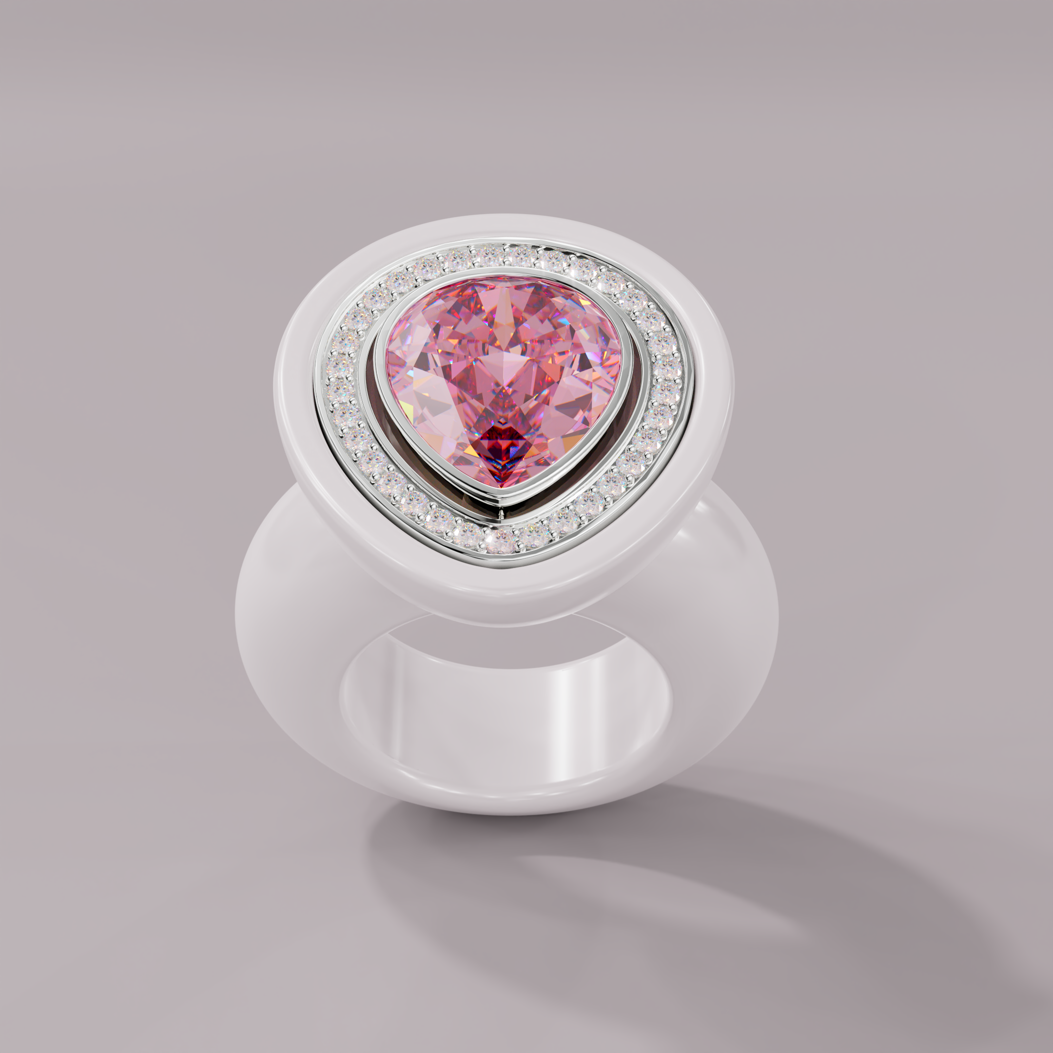 illusion White Diamond Bespoke Pear Cocktail Ring