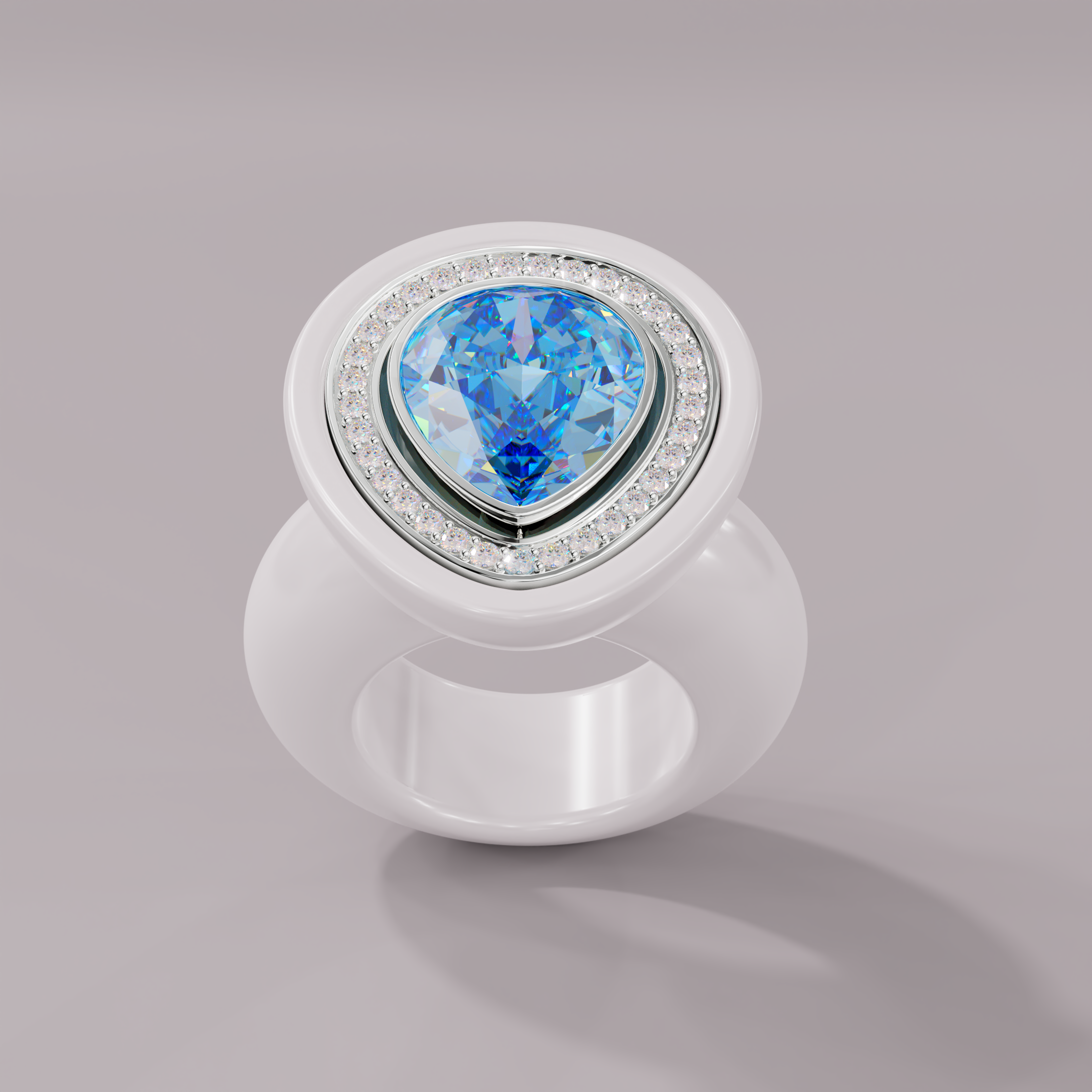 illusion White Diamond Bespoke Pear Cocktail Ring
