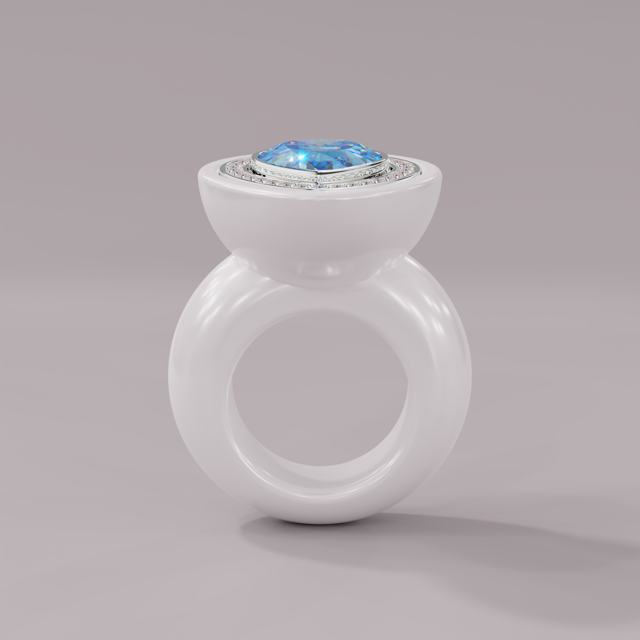 illusion White Diamond Bespoke Pear Cocktail Ring