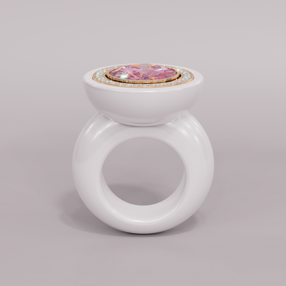 illusion White Diamond Bespoke Round Cocktail Ring