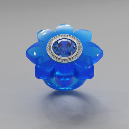 Cobalt Diamond Bespoke Bloom Ring - Mark Gold