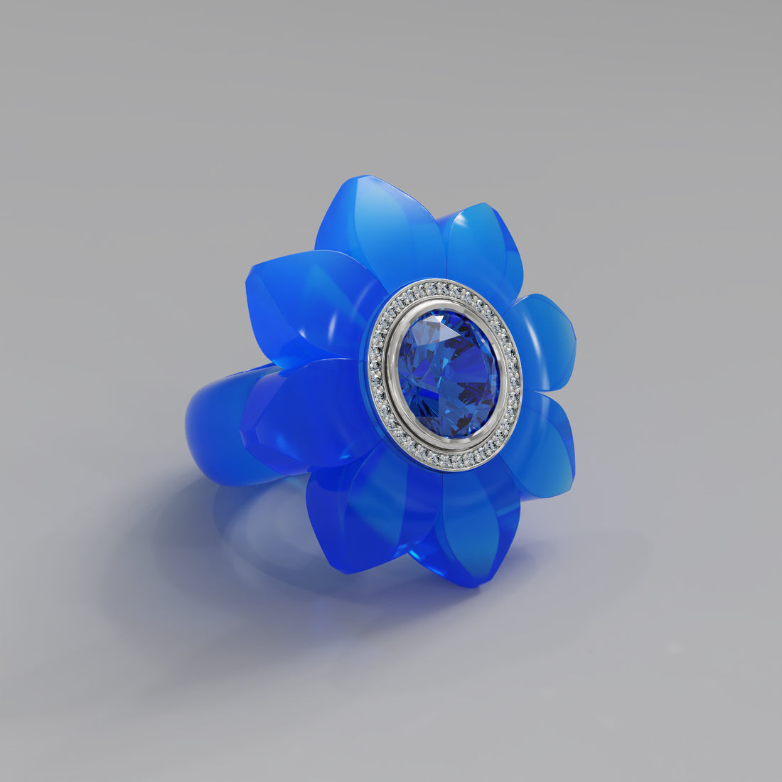 Cobalt Diamond Bespoke Bloom Ring - Mark Gold