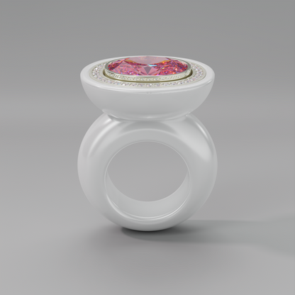 illusion White Diamond Oval Bespoke Cocktail Ring