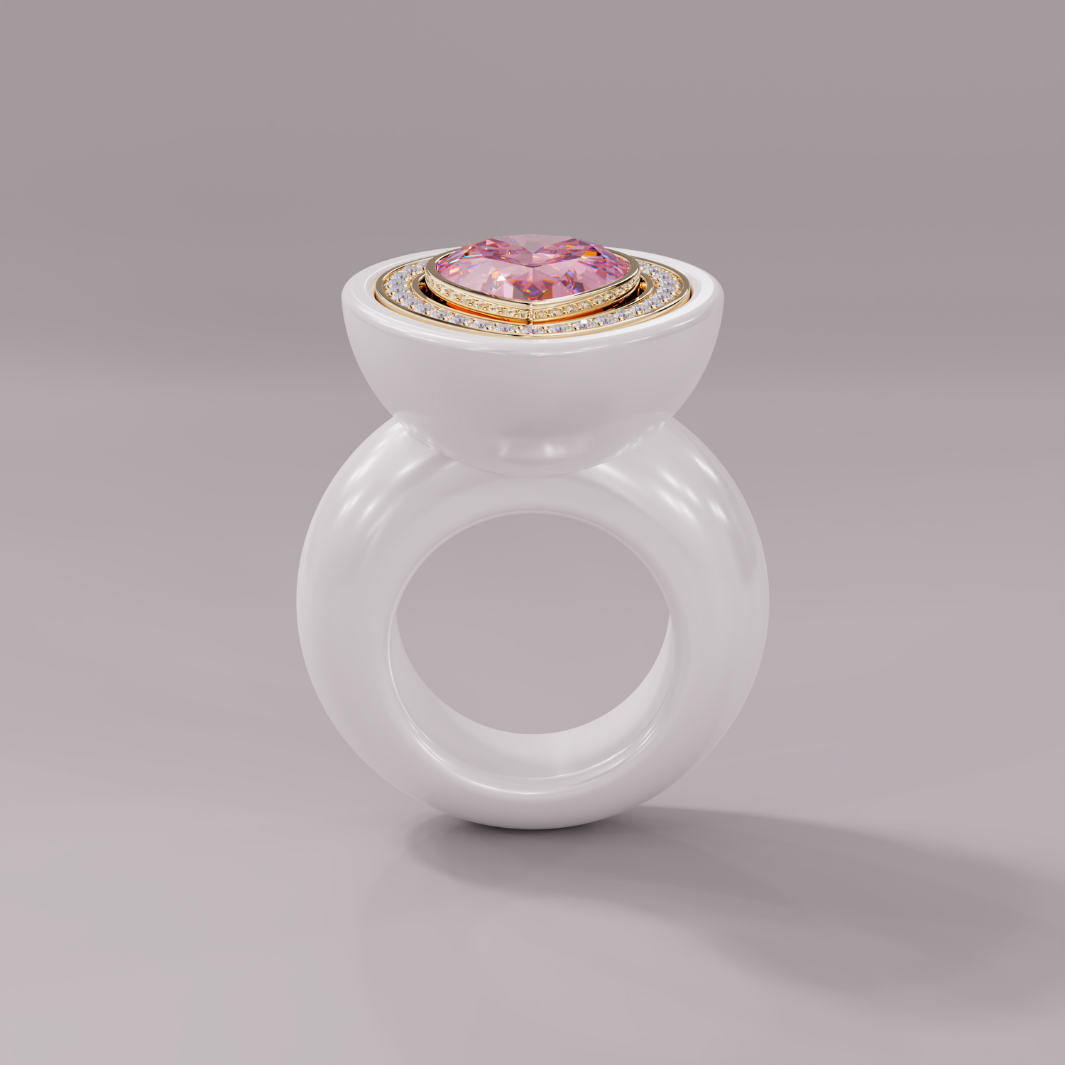 illusion White Diamond Bespoke Pear Cocktail Ring
