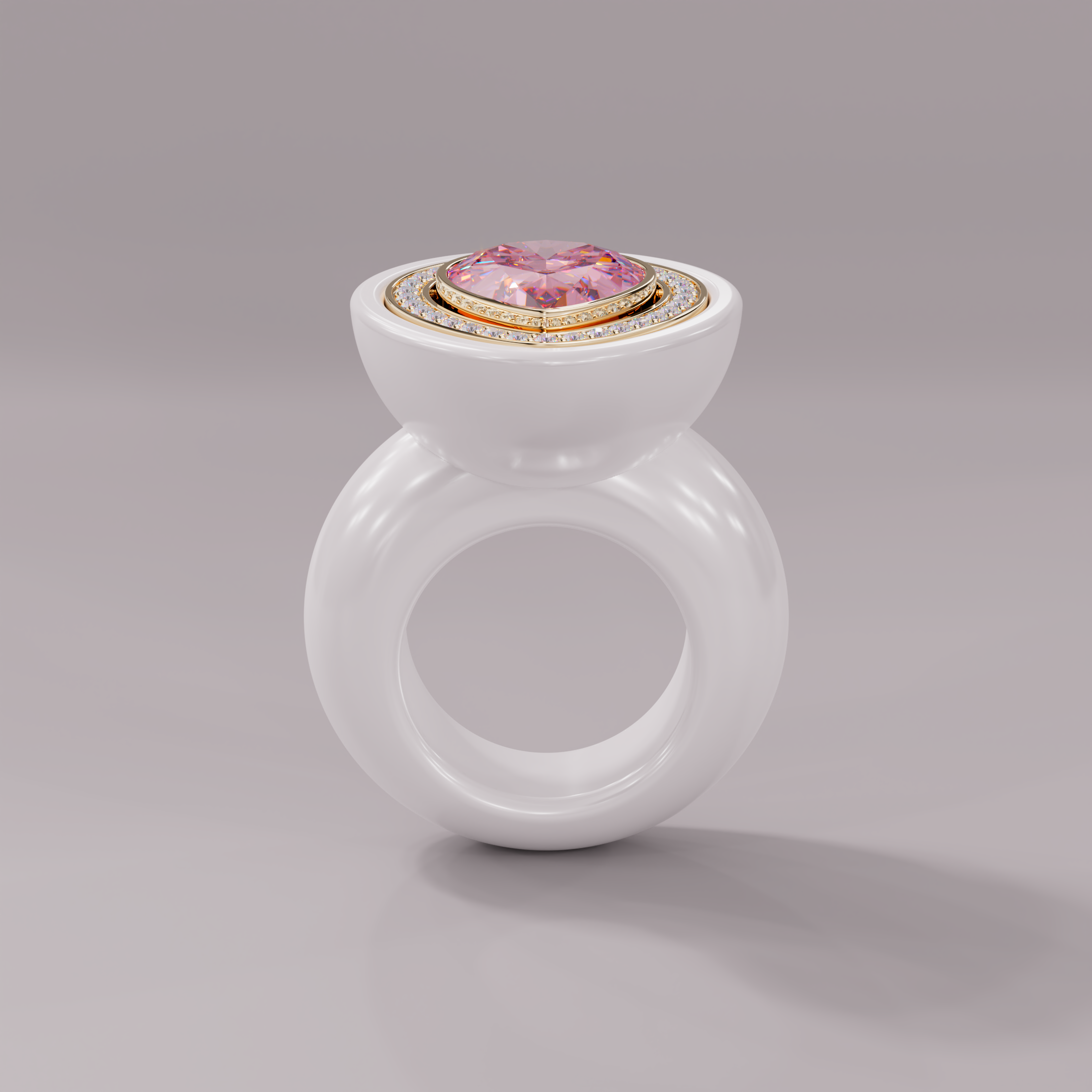 illusion White Diamond Bespoke Pear Cocktail Ring