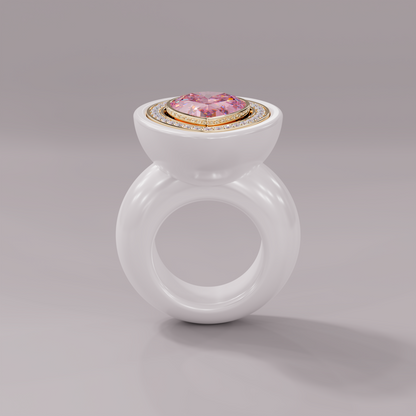 illusion White Diamond Bespoke Pear Cocktail Ring