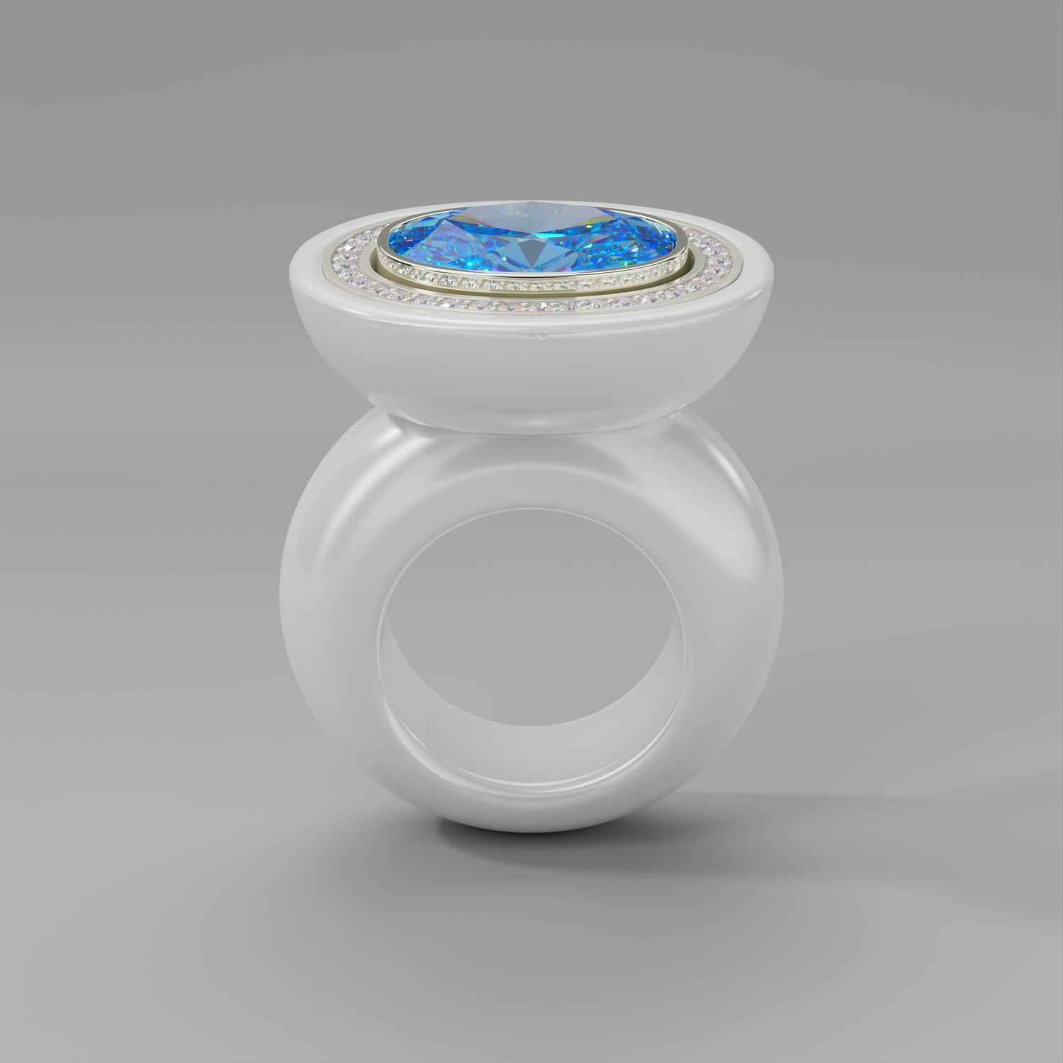 illusion White Diamond Oval Bespoke Cocktail Ring