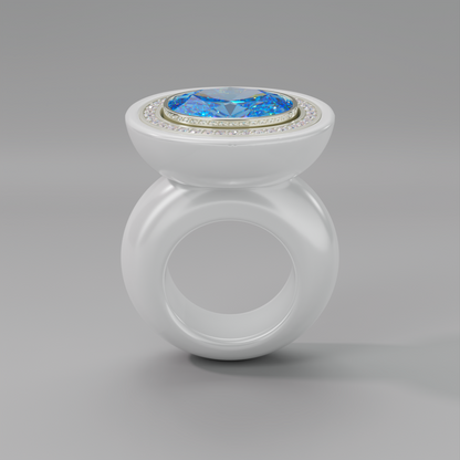 illusion White Diamond Oval Bespoke Cocktail Ring