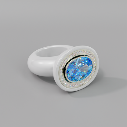 illusion White Diamond Oval Bespoke Cocktail Ring