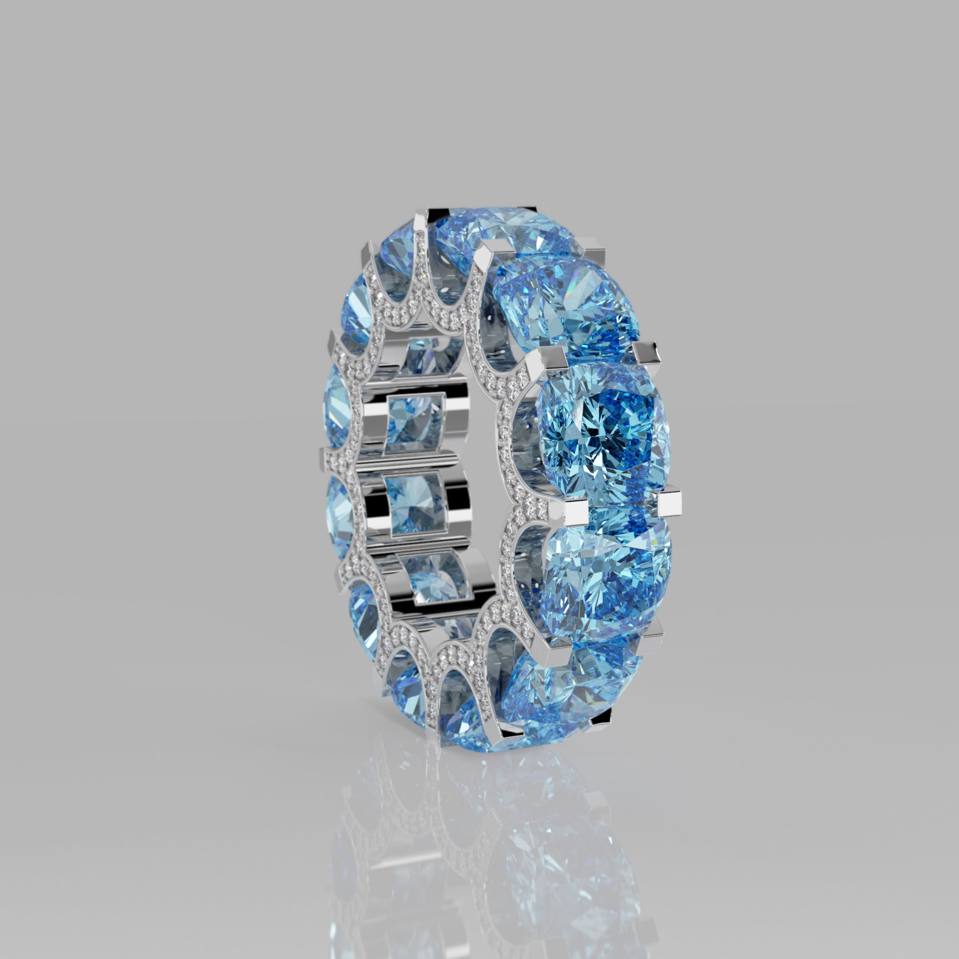 Rockstar Forever Ring - Cushion Aquamarine Pavé - Mark Gold