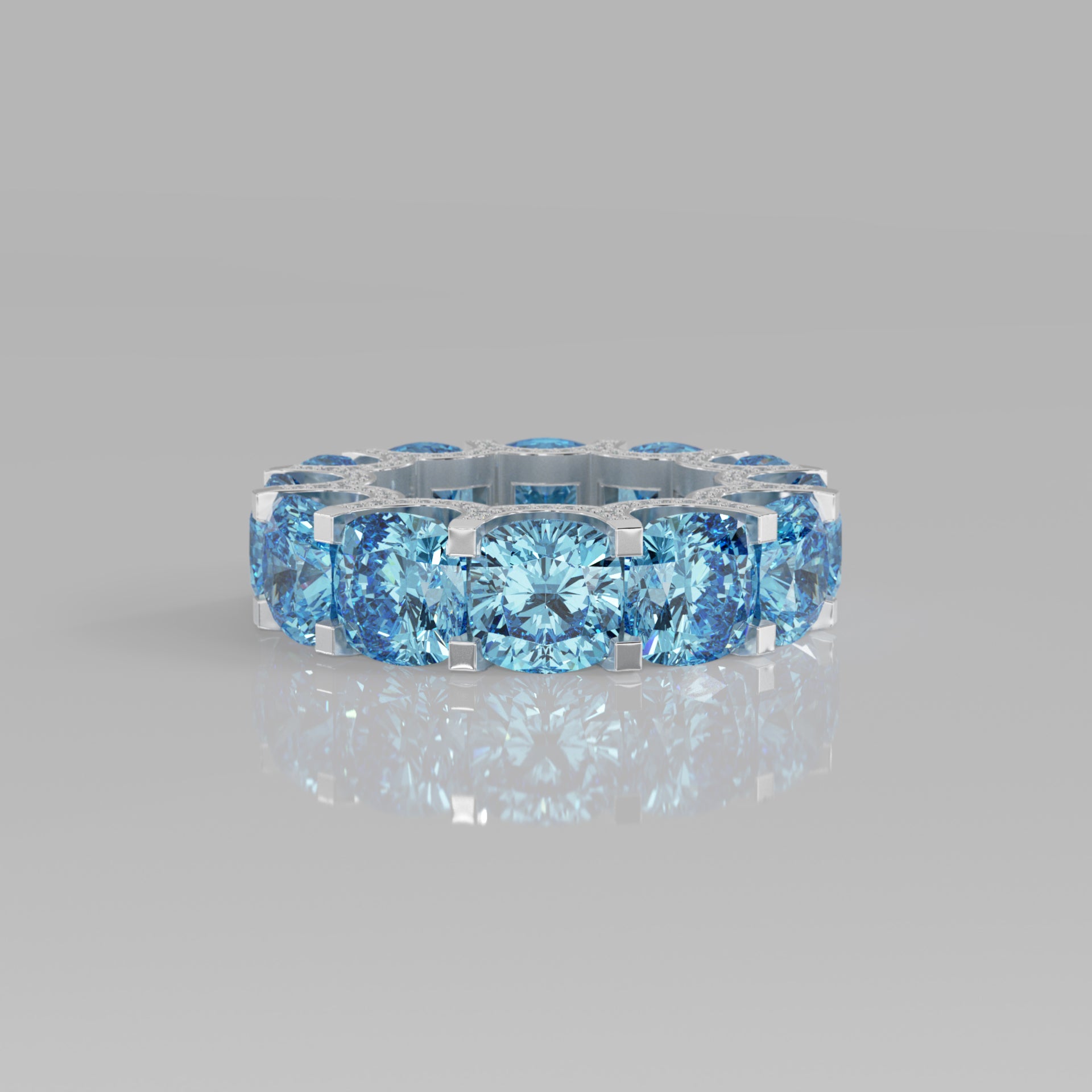 Rockstar Forever Ring - Cushion Aquamarine Pavé - Mark Gold