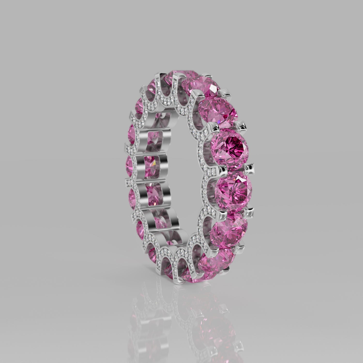 Rockstar Forever Ring - Round Pink Sapphire Pavé - Mark Gold