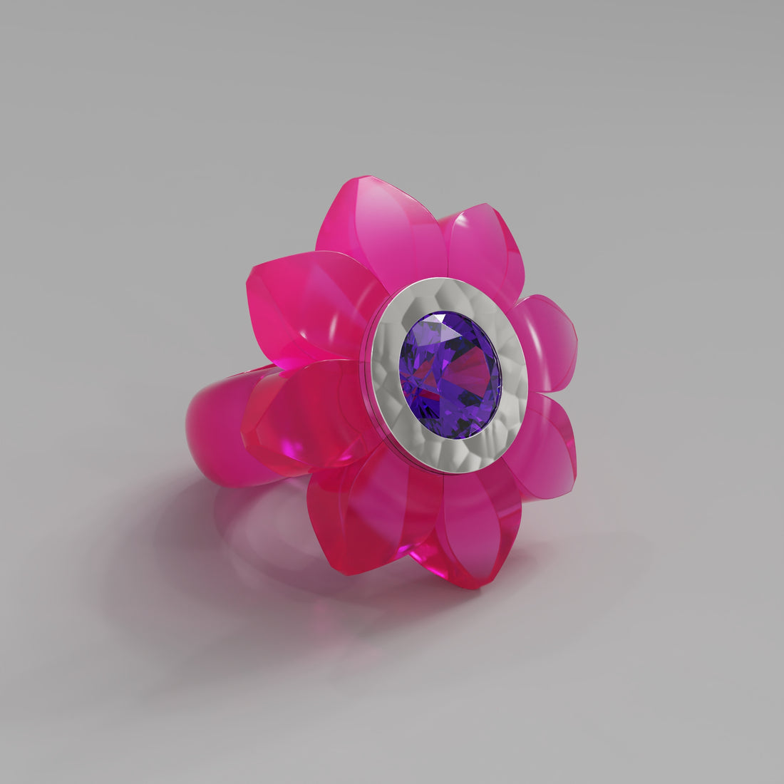 Pink Hammered Bespoke Bloom Ring - Mark Gold