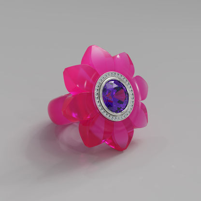 Pink Diamond Bespoke Bloom Ring - Mark Gold