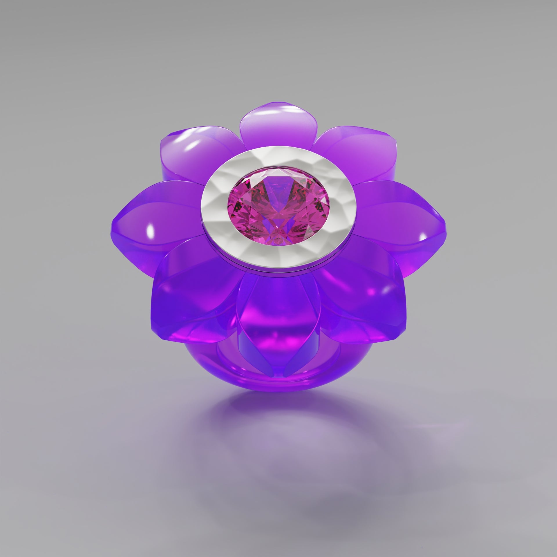 Purple Hammered Bespoke Bloom Ring - Mark Gold