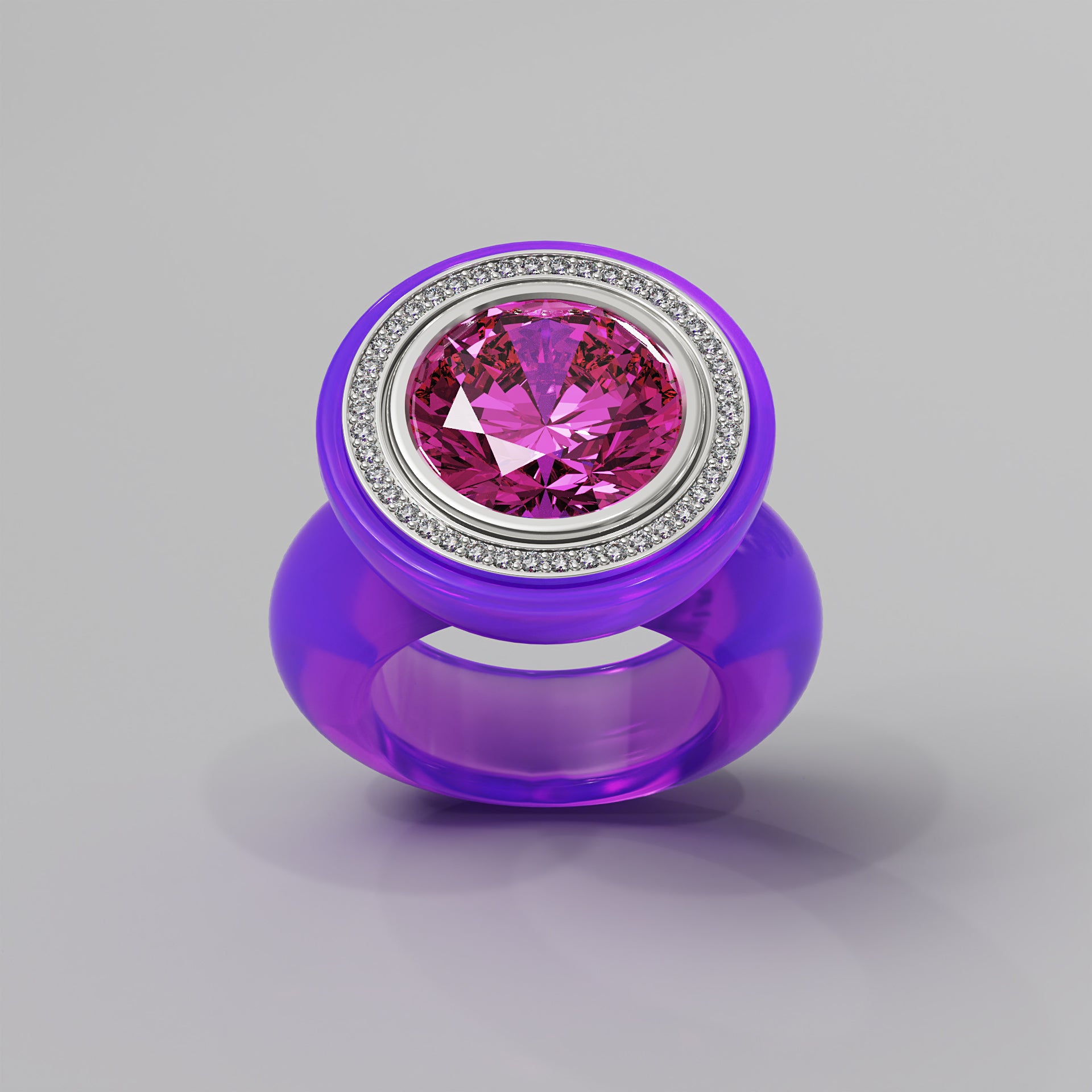 Purple Diamond Bespoke Cocktail Ring - Mark Gold