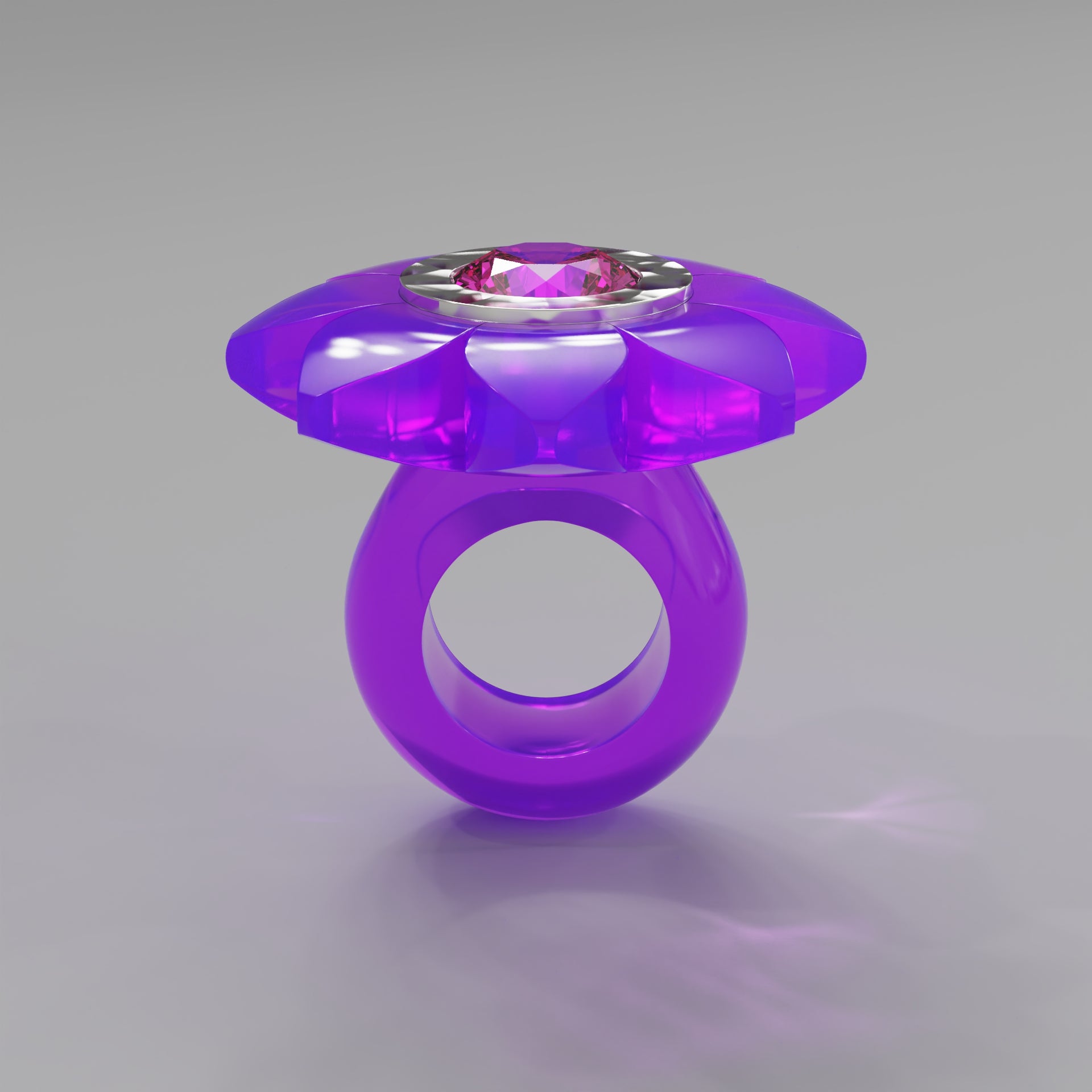 Purple Hammered Bespoke Bloom Ring - Mark Gold