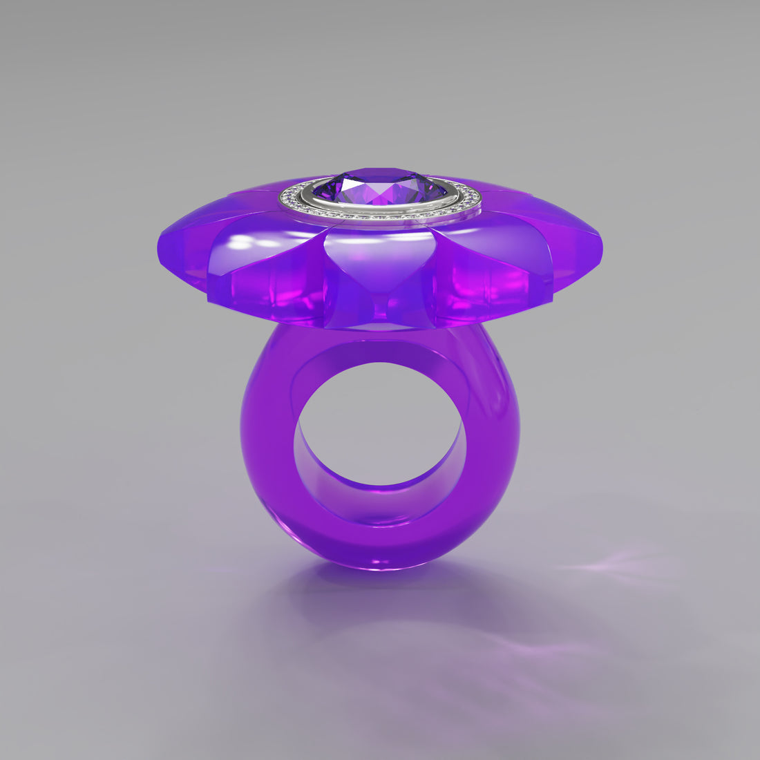 Purple Diamond Bespoke Bloom Ring - Mark Gold