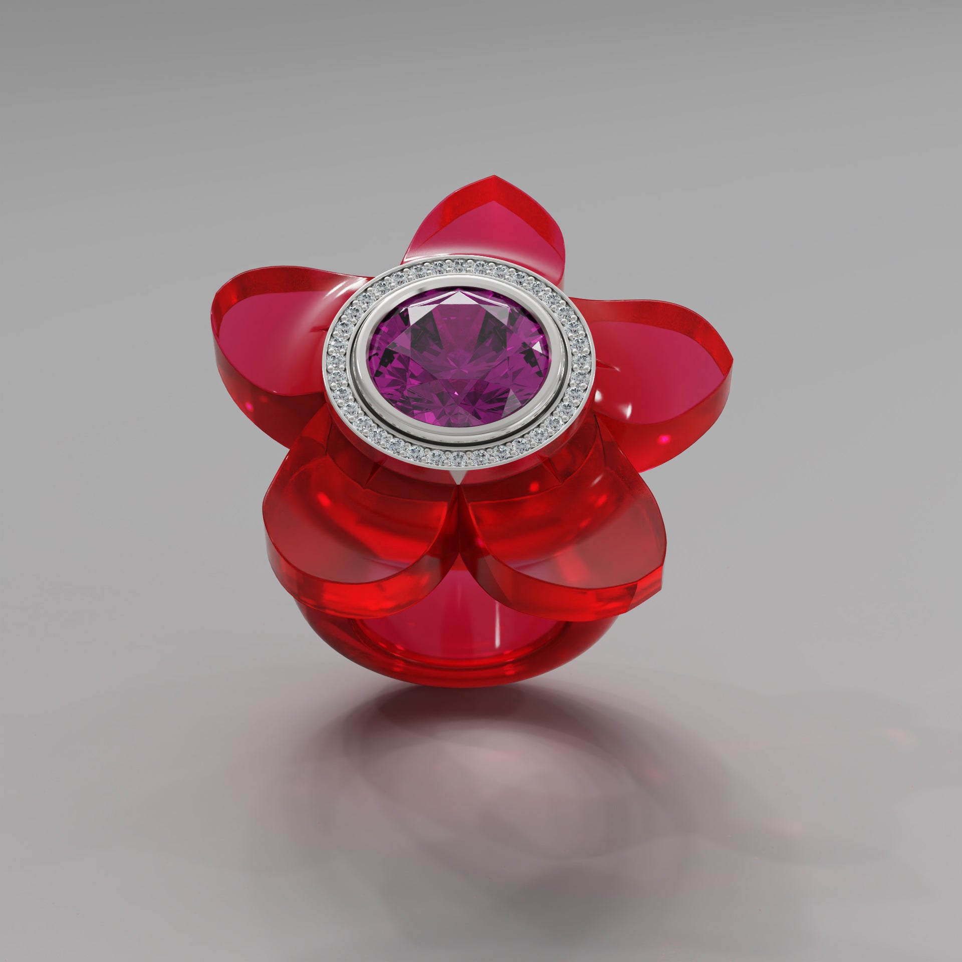 Rouge Diamond 5 Petal Bloom Ring - Mark Gold