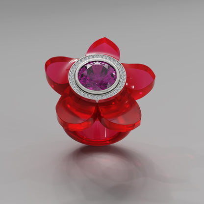 Rouge Diamond 5 Petal Bloom Ring - Mark Gold