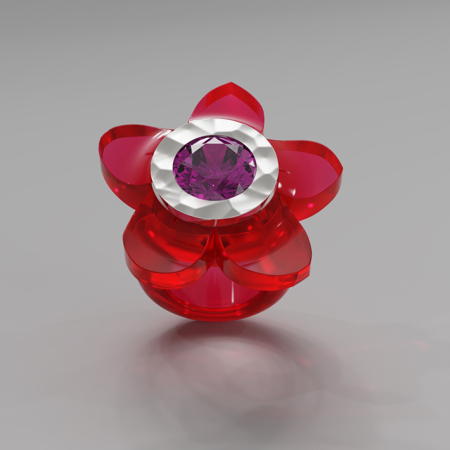 Rouge Hammered 5 Petal Bloom Ring - Mark Gold