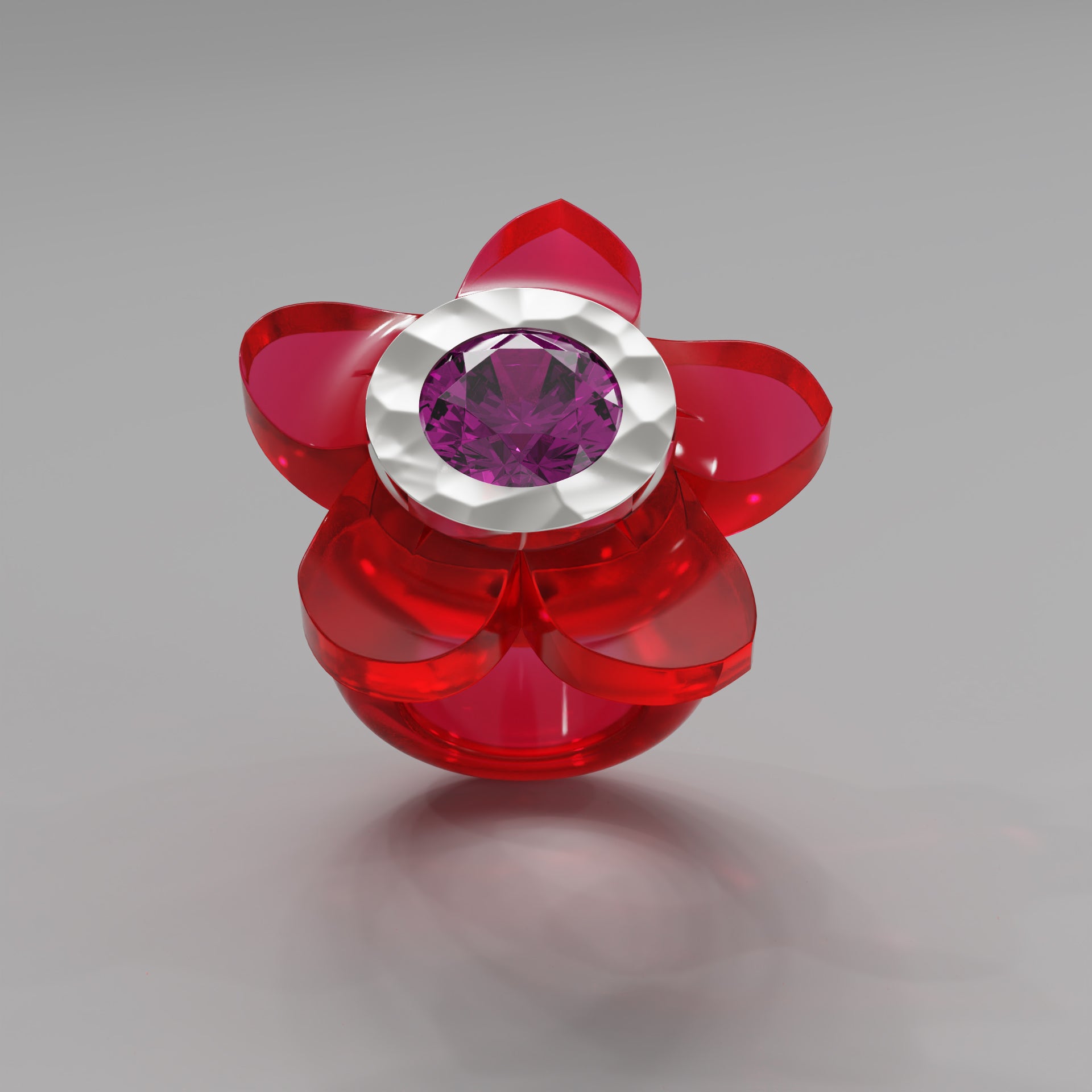Rouge Hammered 5 Petal Bloom Ring - Mark Gold