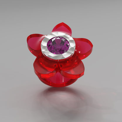 Rouge Hammered 5 Petal Bloom Ring - Mark Gold