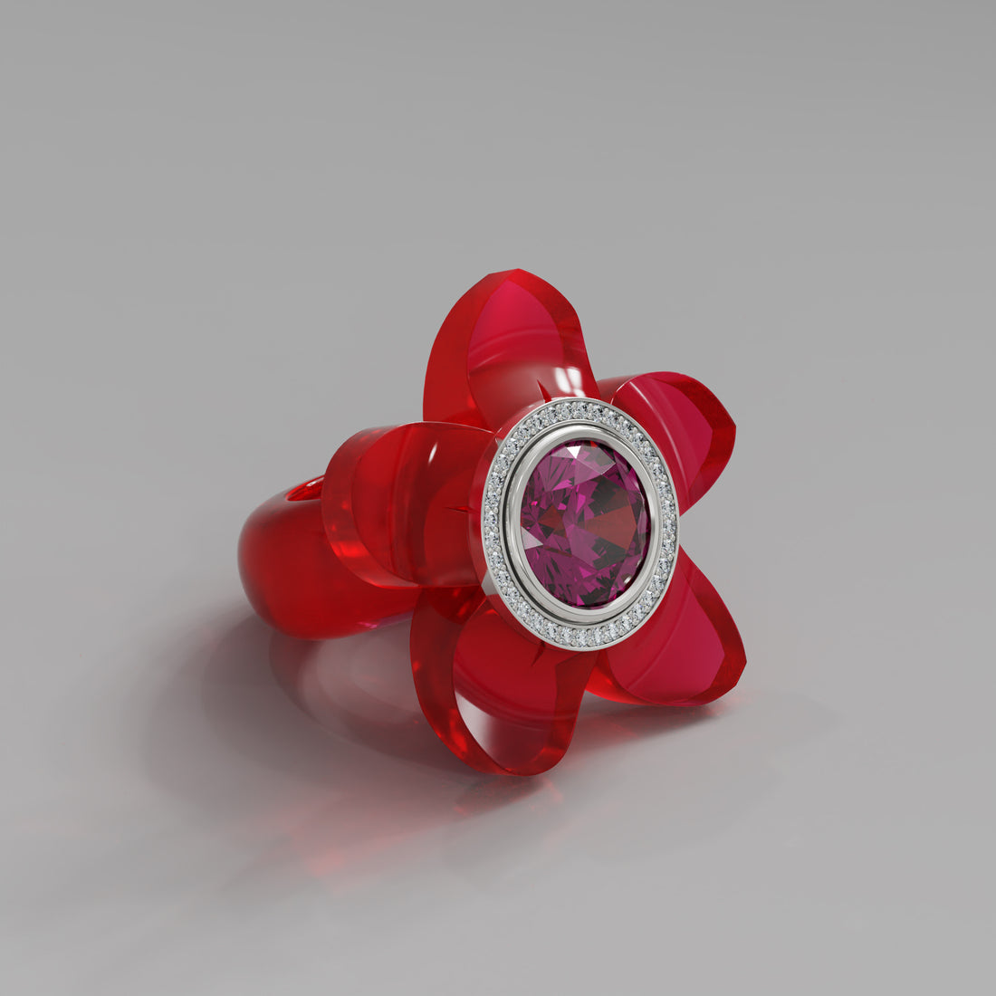Rouge Diamond 5 Petal Bloom Ring - Mark Gold
