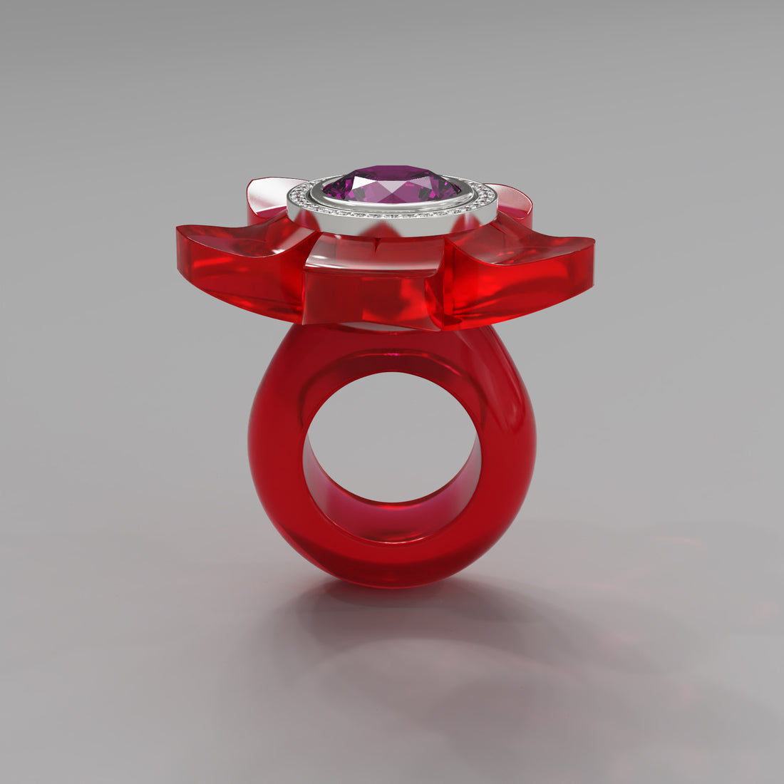 Rouge Diamond 5 Petal Bloom Ring - Mark Gold