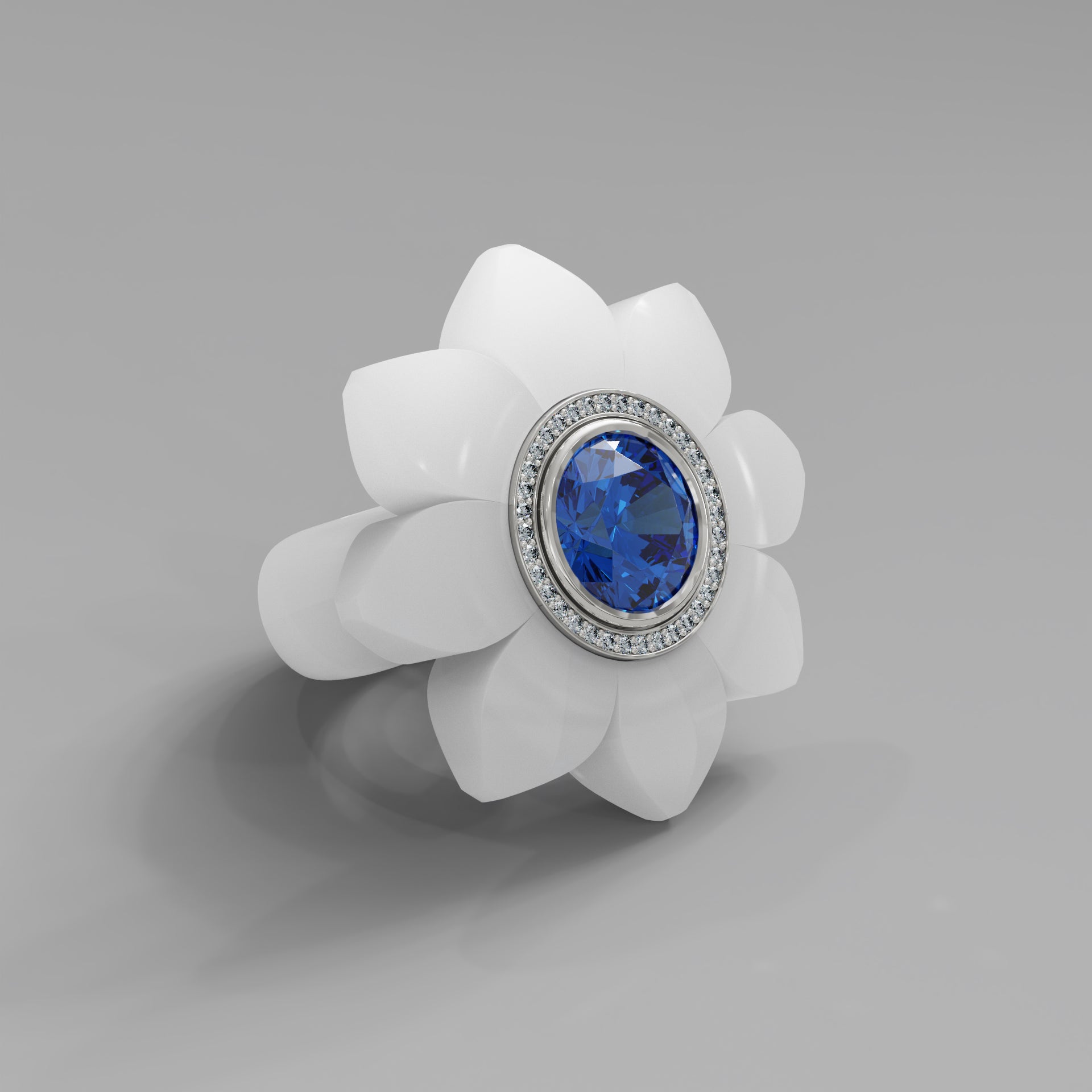 White Diamond Bespoke Bloom Ring - Mark Gold