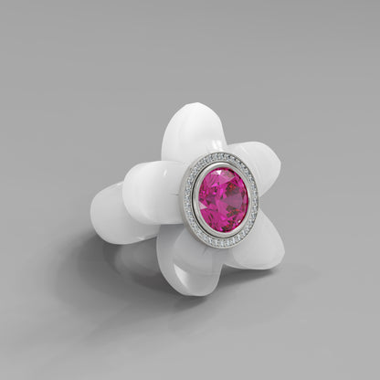 White Diamond 5 Petal Bloom Ring - Mark Gold