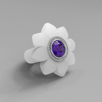 White Diamond Bespoke Bloom Ring - Mark Gold