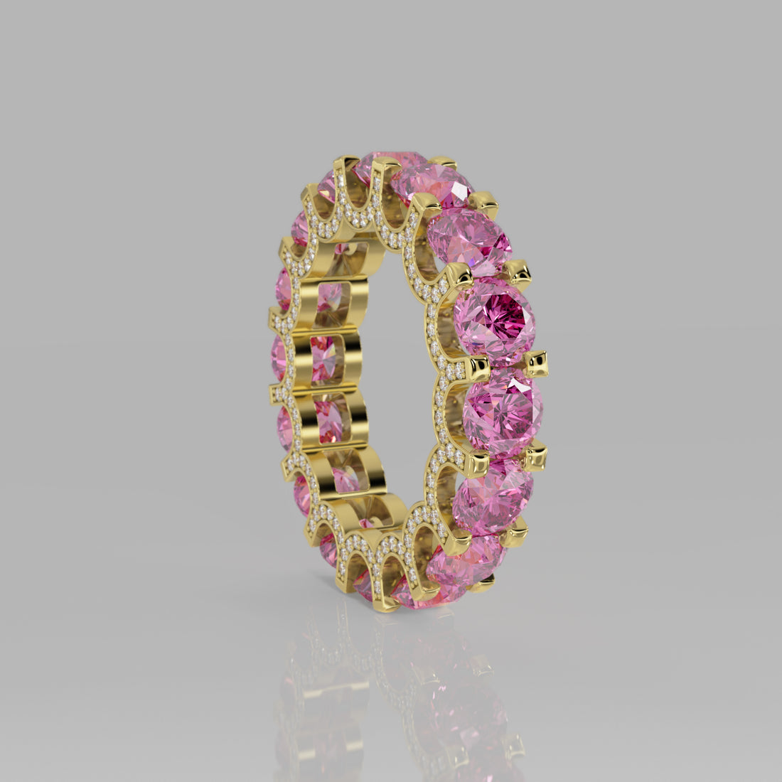 Rockstar Forever Ring - Round Pink Sapphire Pavé - Mark Gold