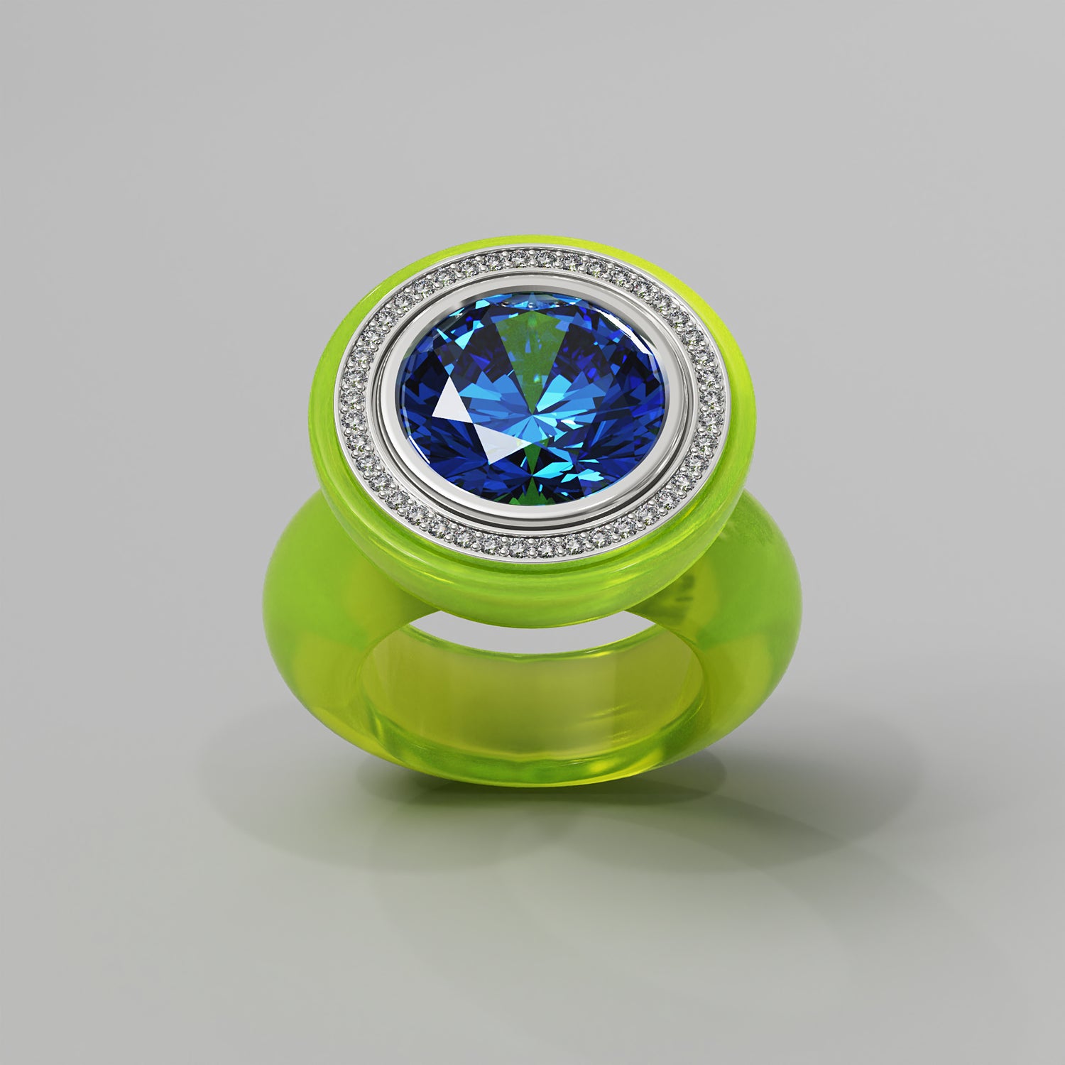 Acid Yellow Diamond Bespoke Cocktail Ring - Mark Gold