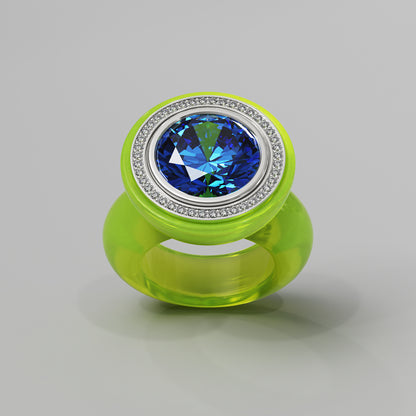 Acid Yellow Diamond Bespoke Cocktail Ring - Mark Gold