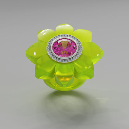 Acid Yellow Diamond Bespoke Bloom Ring - Mark Gold