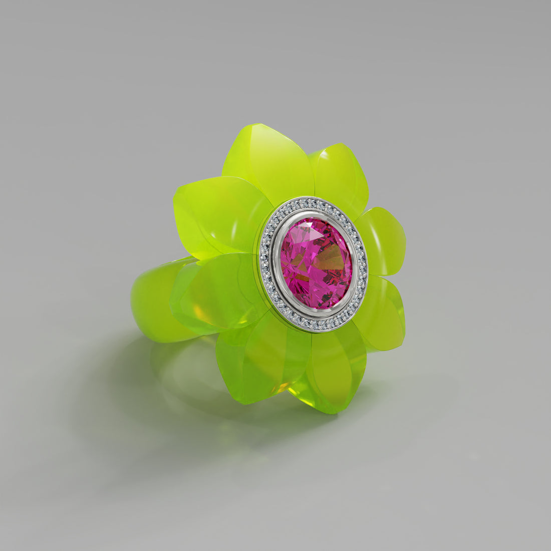 Acid Yellow Diamond Bespoke Bloom Ring - Mark Gold