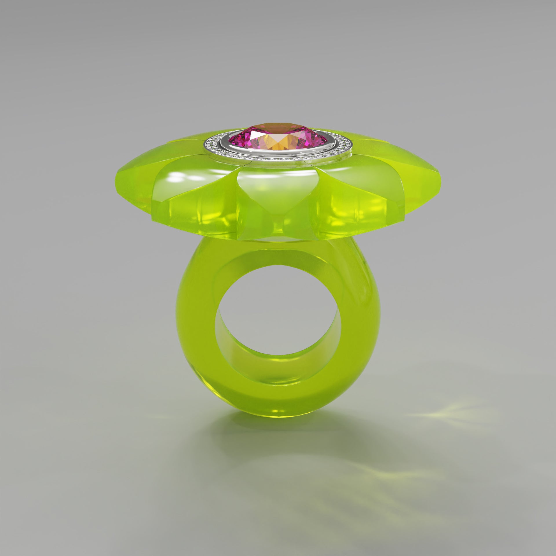 Acid Yellow Diamond Bespoke Bloom Ring - Mark Gold