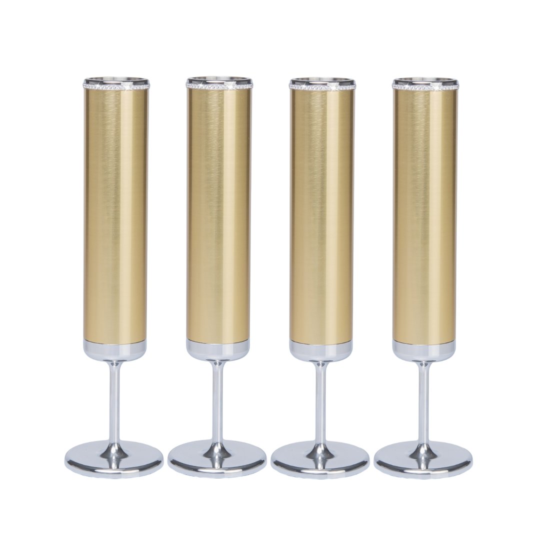 Diamond Alloy Champagne Flutes - Mark Gold